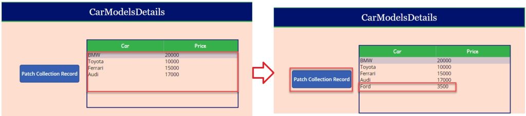 Patch Item in Power Apps Collection