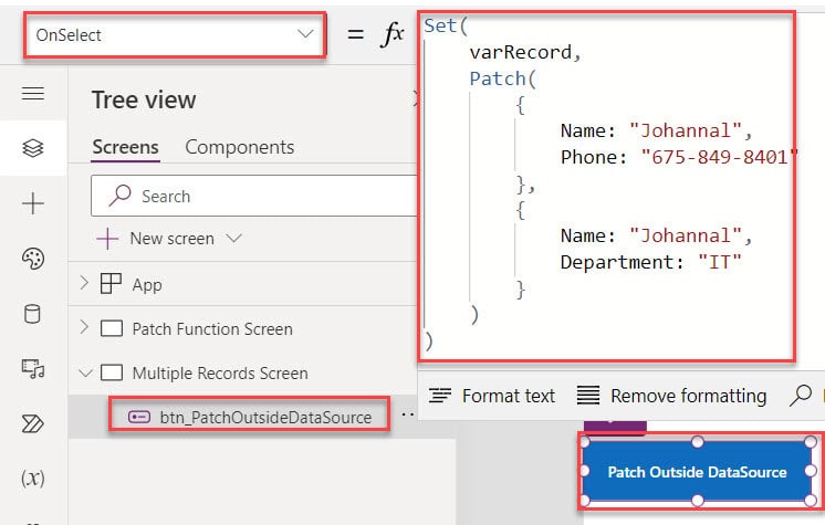 patch syntax powerapps