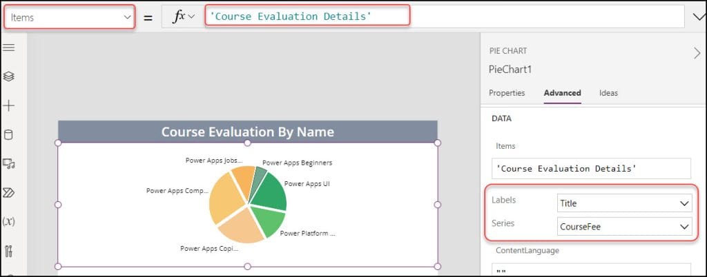 pie chart in power apps