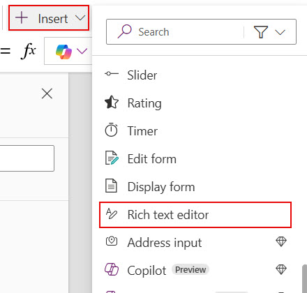 power app rich text editor control