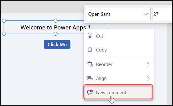 Power Apps Add Comments