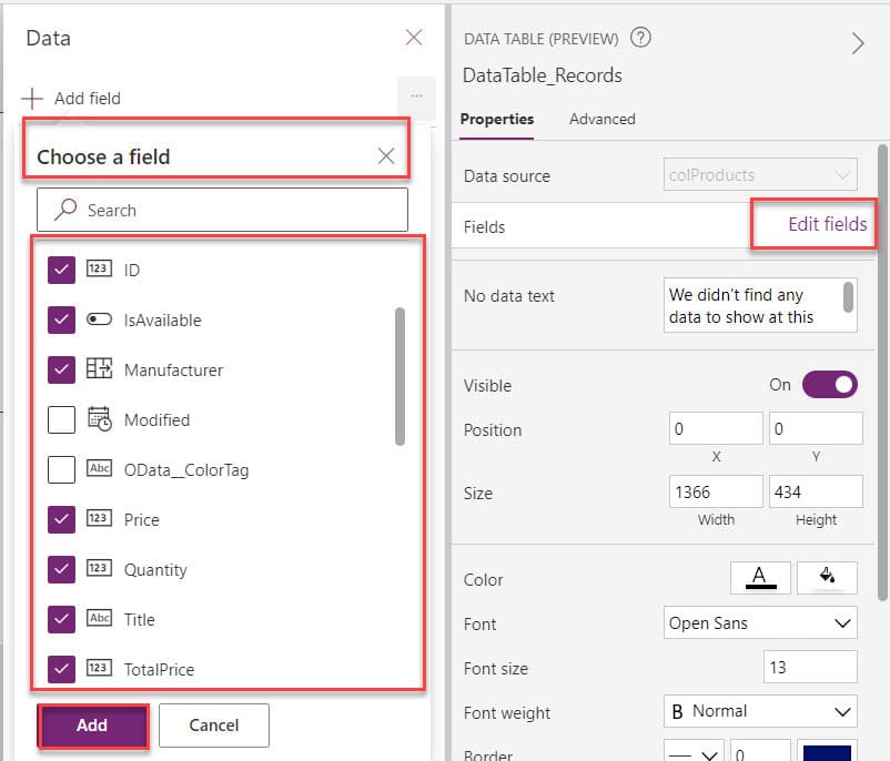 power apps addcolumn