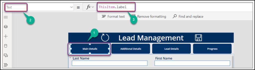 build tabs in powerapps