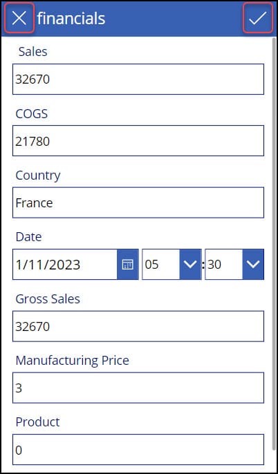 Power Apps Canvas app from Excel