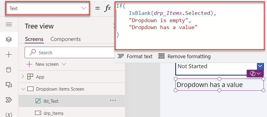 Power Apps Check If Dropdown Control is Empty