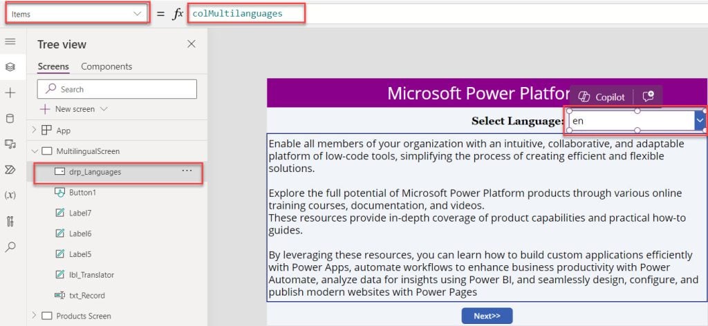 power apps code language