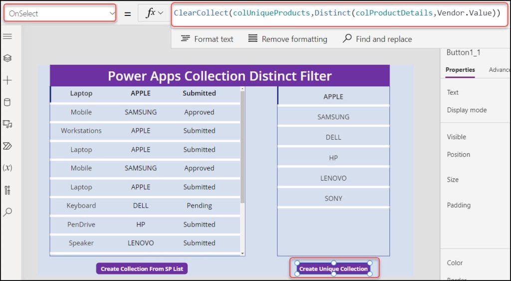 Power Apps Collection Distinct Filter With Choice Value