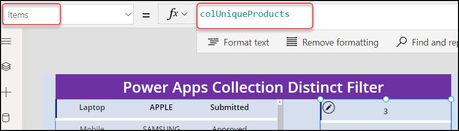 Power Apps Collection Distinct Filter With Number Column