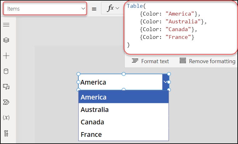 Power Apps Create Table