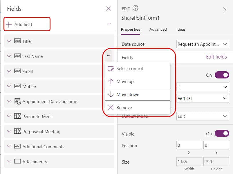 power apps customize sharepoint list forms remove columns