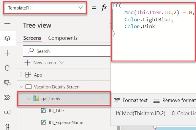 Power Apps Data Table Alternative Row Color