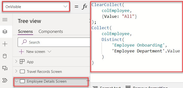 Power Apps Data Table Filter with Dropdown