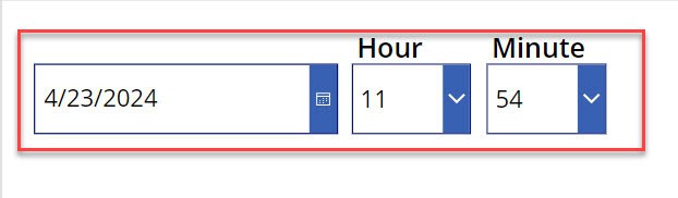 power apps date and time picker