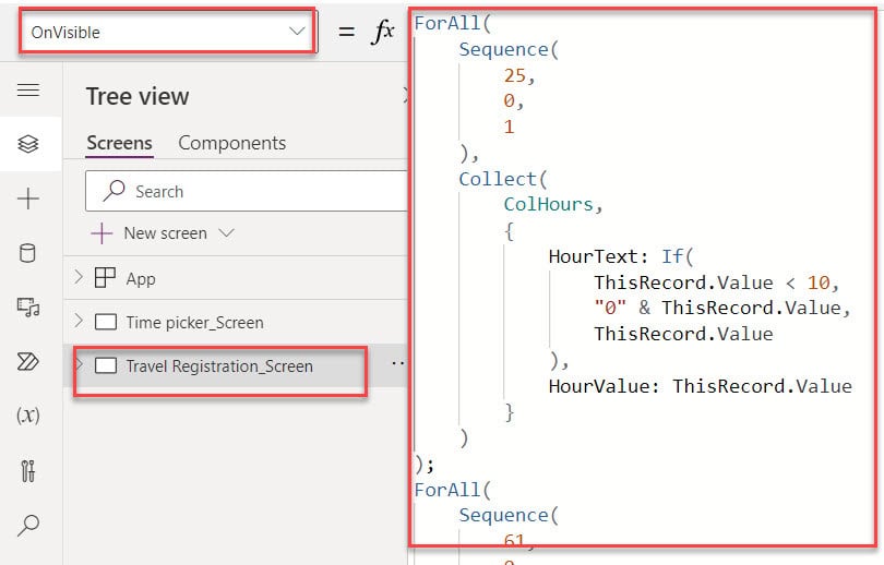 power apps date picker with time