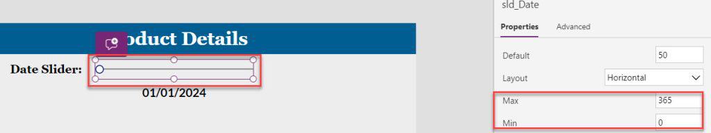 Power Apps Date Slider