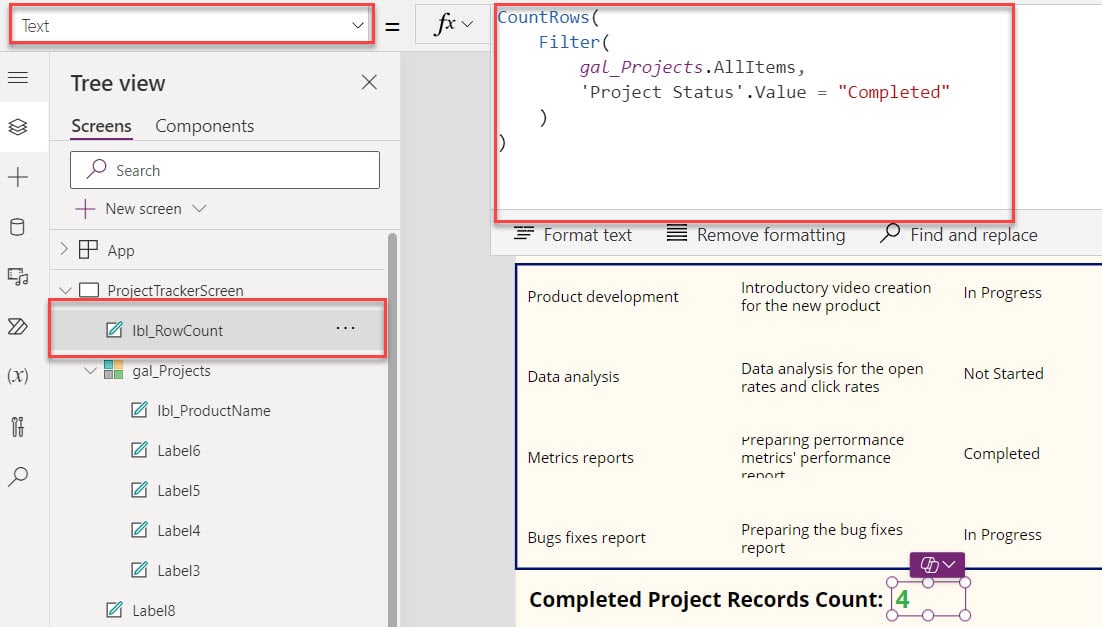 Count Rows in Power Apps Gallery Control