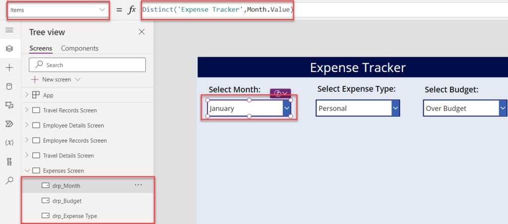 Power Apps Filter Data Table using Multiple Dropdowns