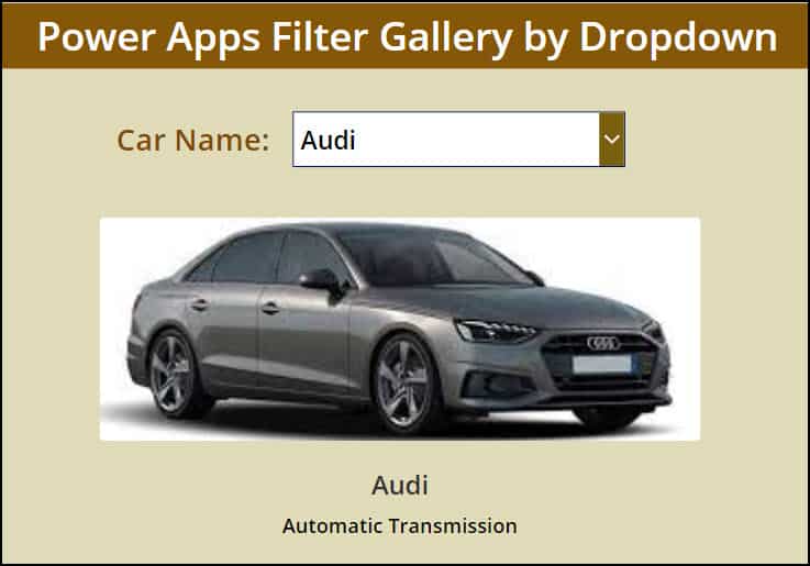 Power Apps Filter Gallery by Dropdown