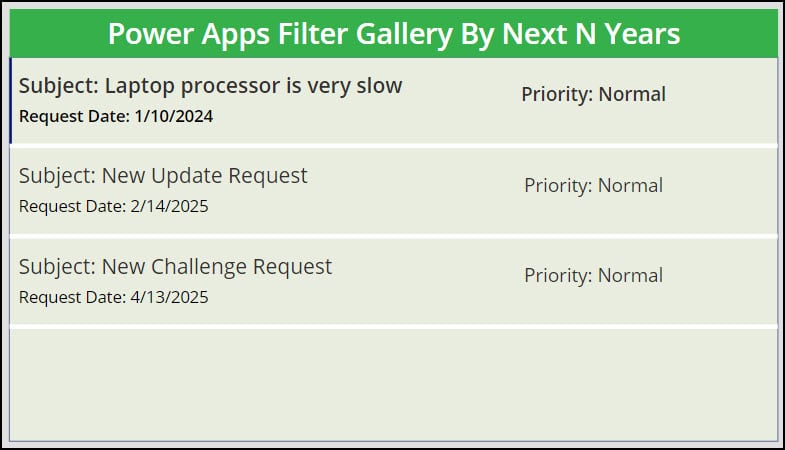 Power Apps Filter Gallery By Next N Years