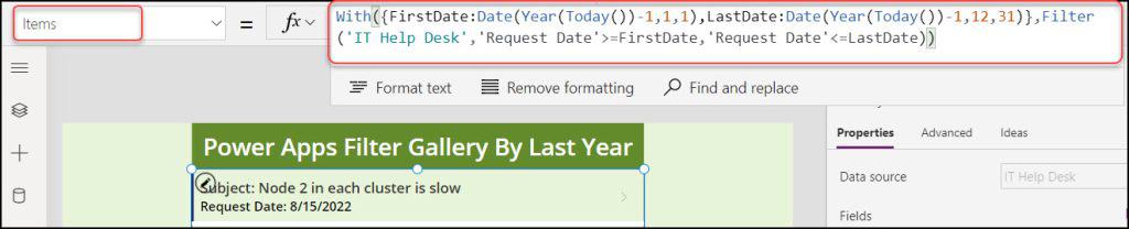Power Apps Filter Gallery By Previous Year