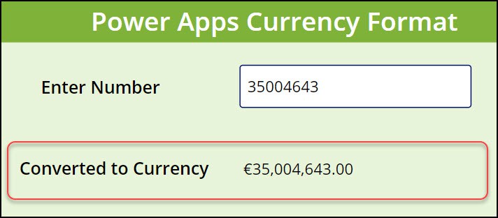 Power Apps Format Currency Euro