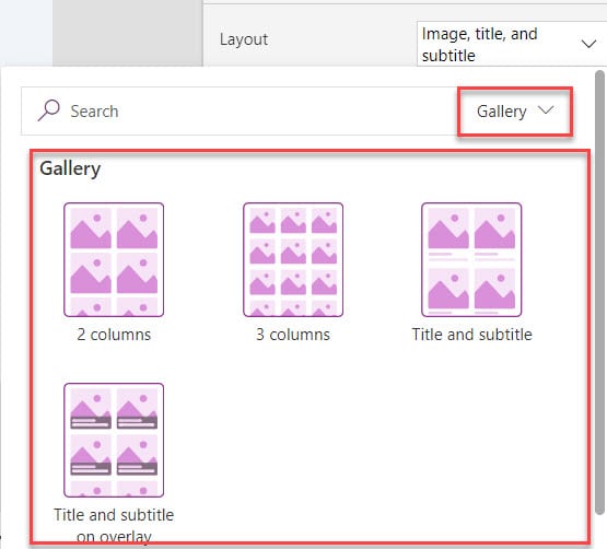 power apps gallery control layout