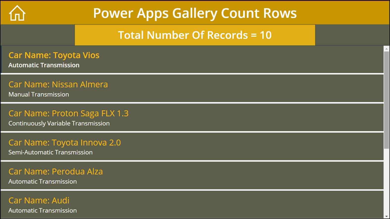 Power Apps Gallery Count Rows