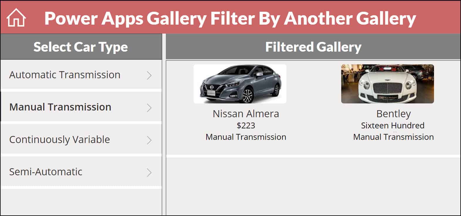 Power Apps Gallery Filter By another gallery