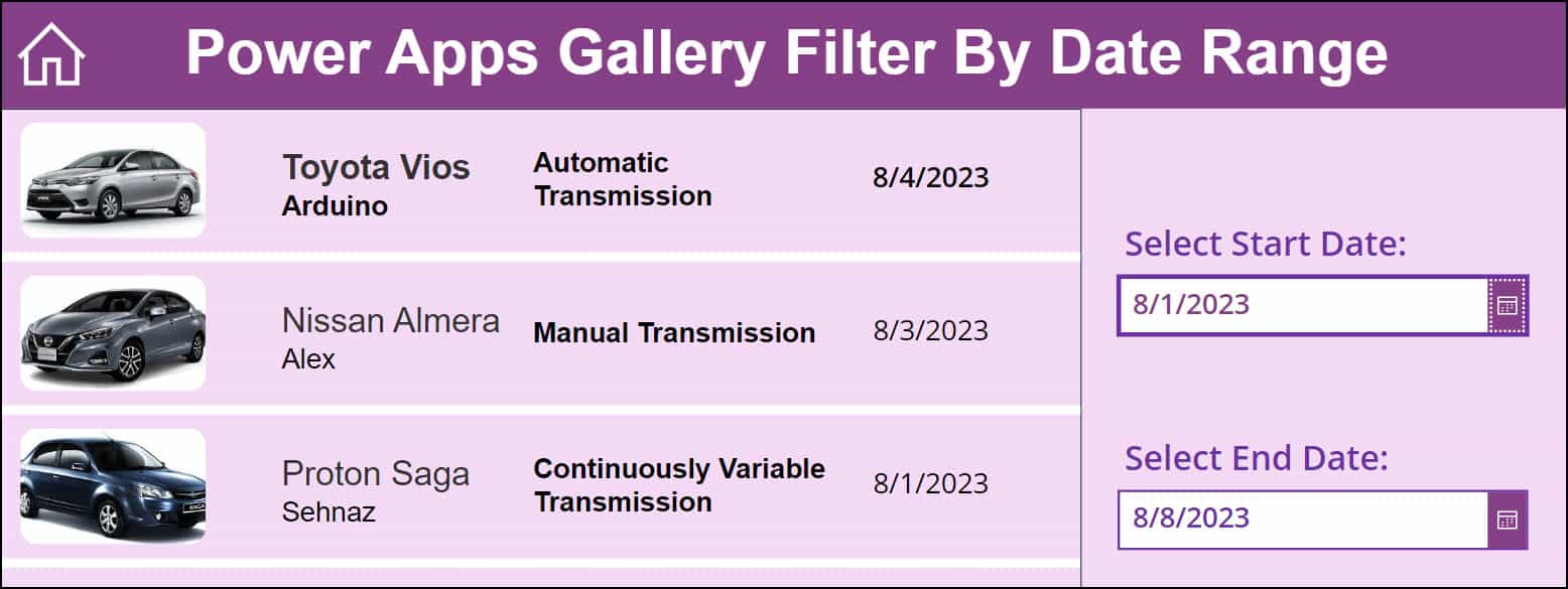 Power Apps Gallery Filter By Date Range