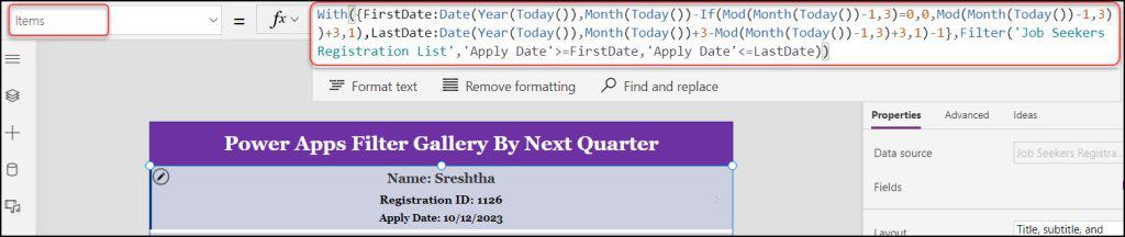 Power Apps Gallery Filter By Next Quarter