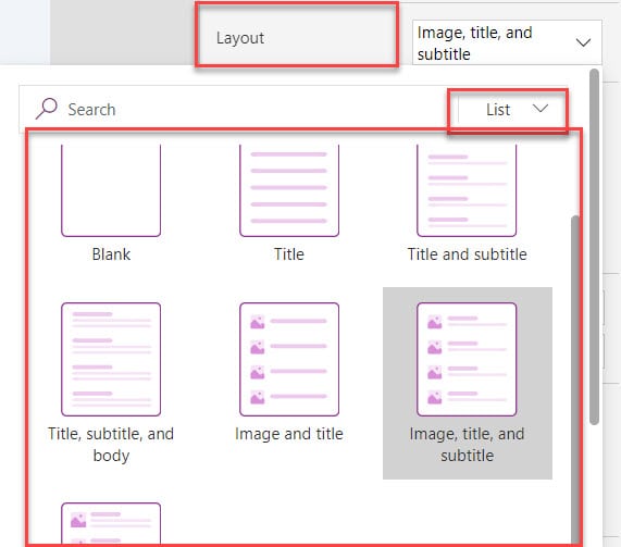 power apps gallery layout