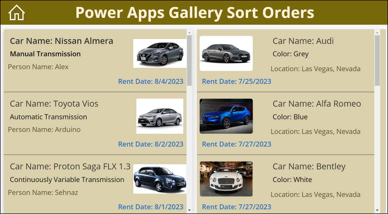 Power Apps Gallery Order By