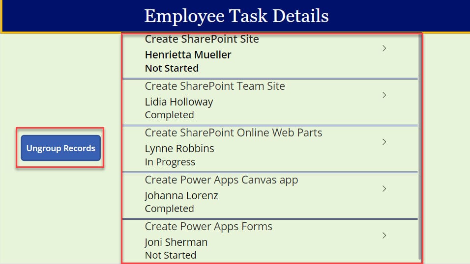 Power Apps Gallery Ungroup Collection Power Apps Gallery Ungroup() Collection