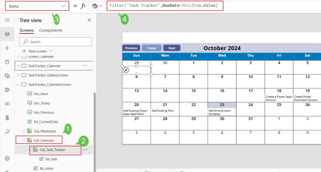 power apps gallery view to calendar view from sharepoint list