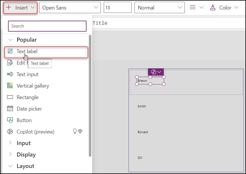 power apps grid control canvas app