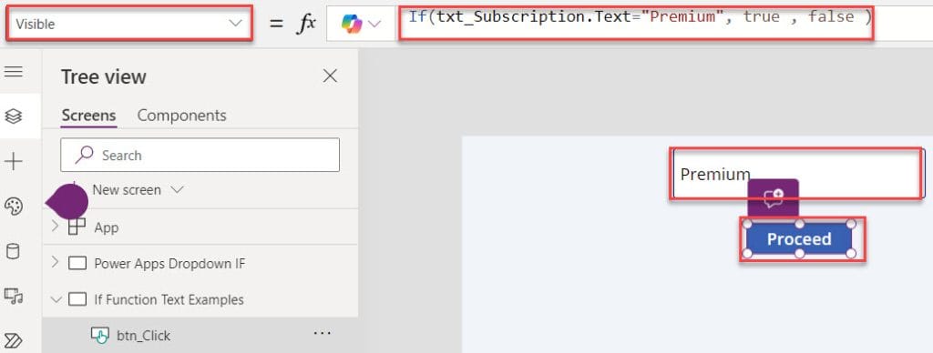 power apps if text value