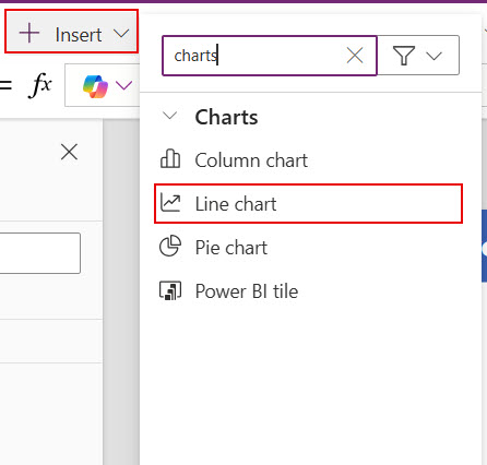 power apps line chart filter based on dates