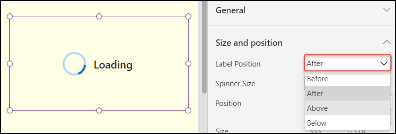 Power Apps Modern Spinner Properties