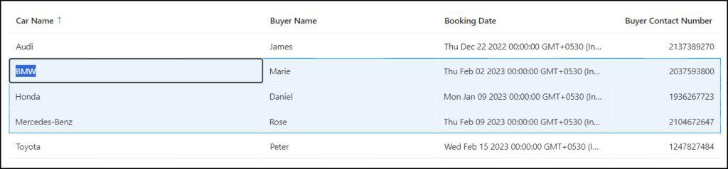 Power Apps Modern Table Control