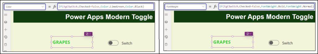 Power Apps Modern Toggle Set Value