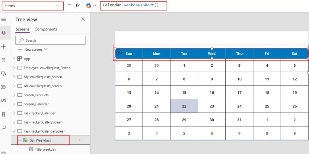 power apps project calendar template