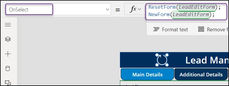 build tabs in powerapps