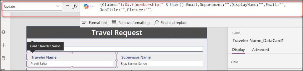 Power Apps save current user name in SharePoint person column