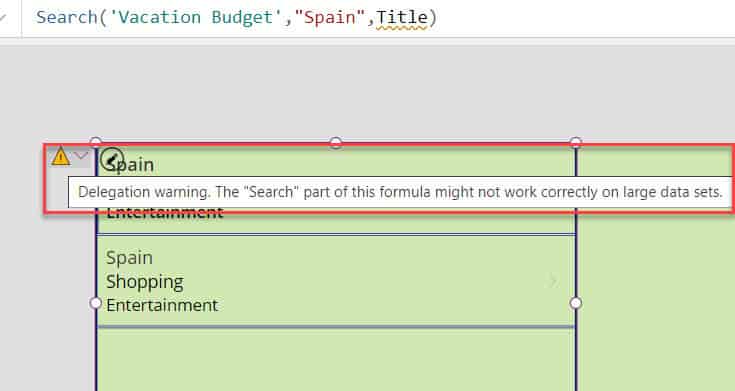 Power Apps Search Function Delegation Warning