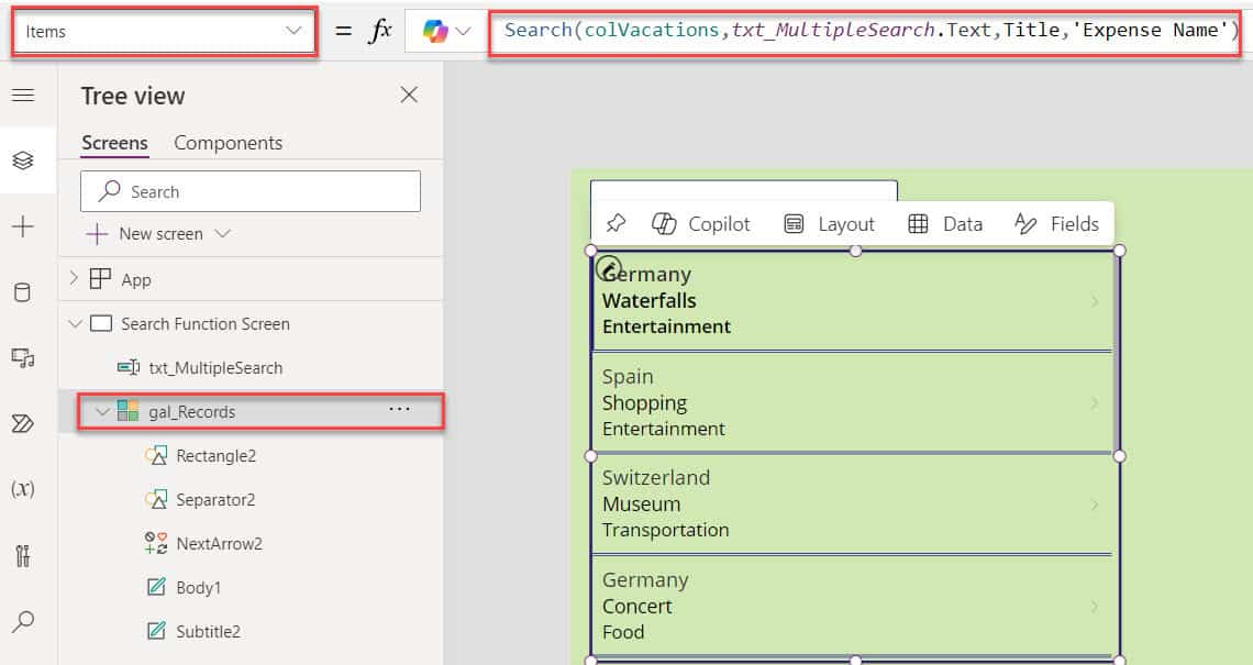 Power Apps Search Function Multiple Conditions