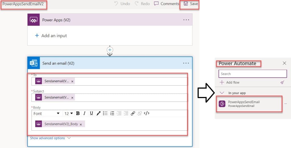 power apps send email v2