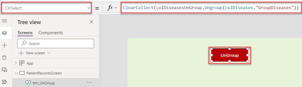 Power Apps UnGroup Collection