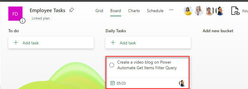 Power Automate add a task in planner