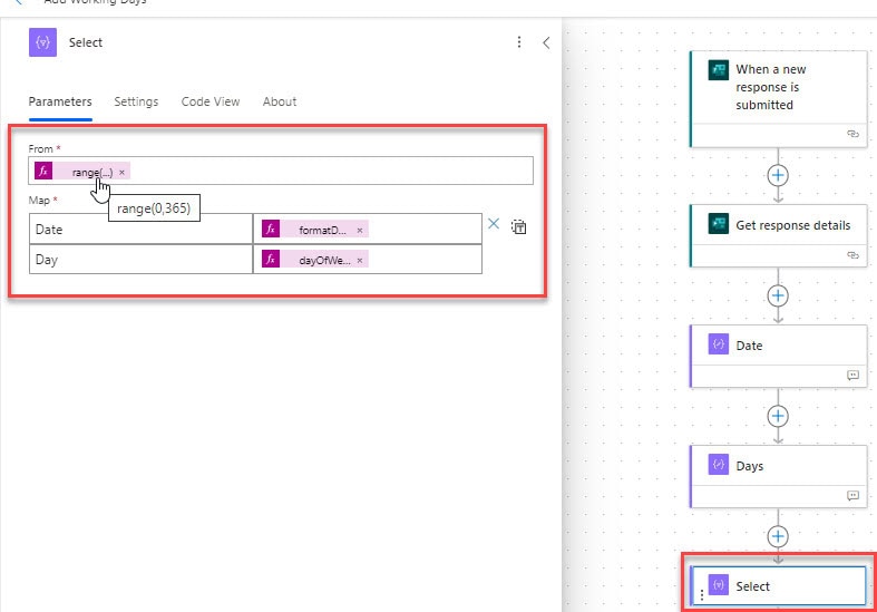 Power Automate add working days date