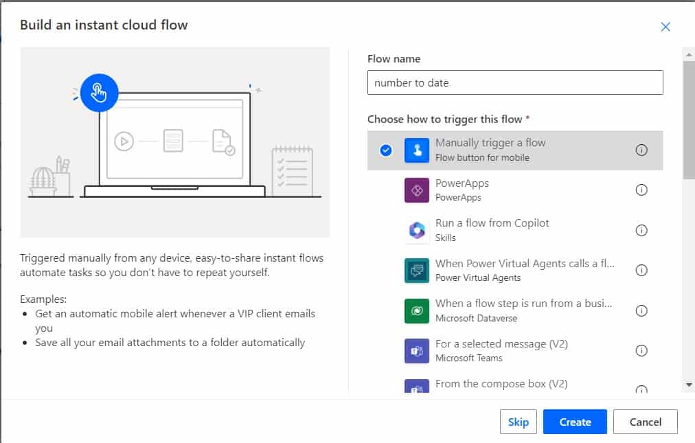 Power automate convert number to date